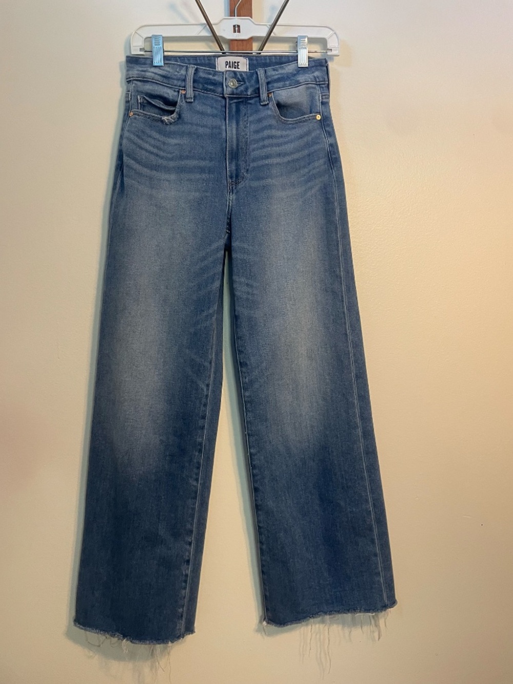 PAIGE "Anessa" High-Rise Wide-Leg Light Wash Wide Leg Size 25